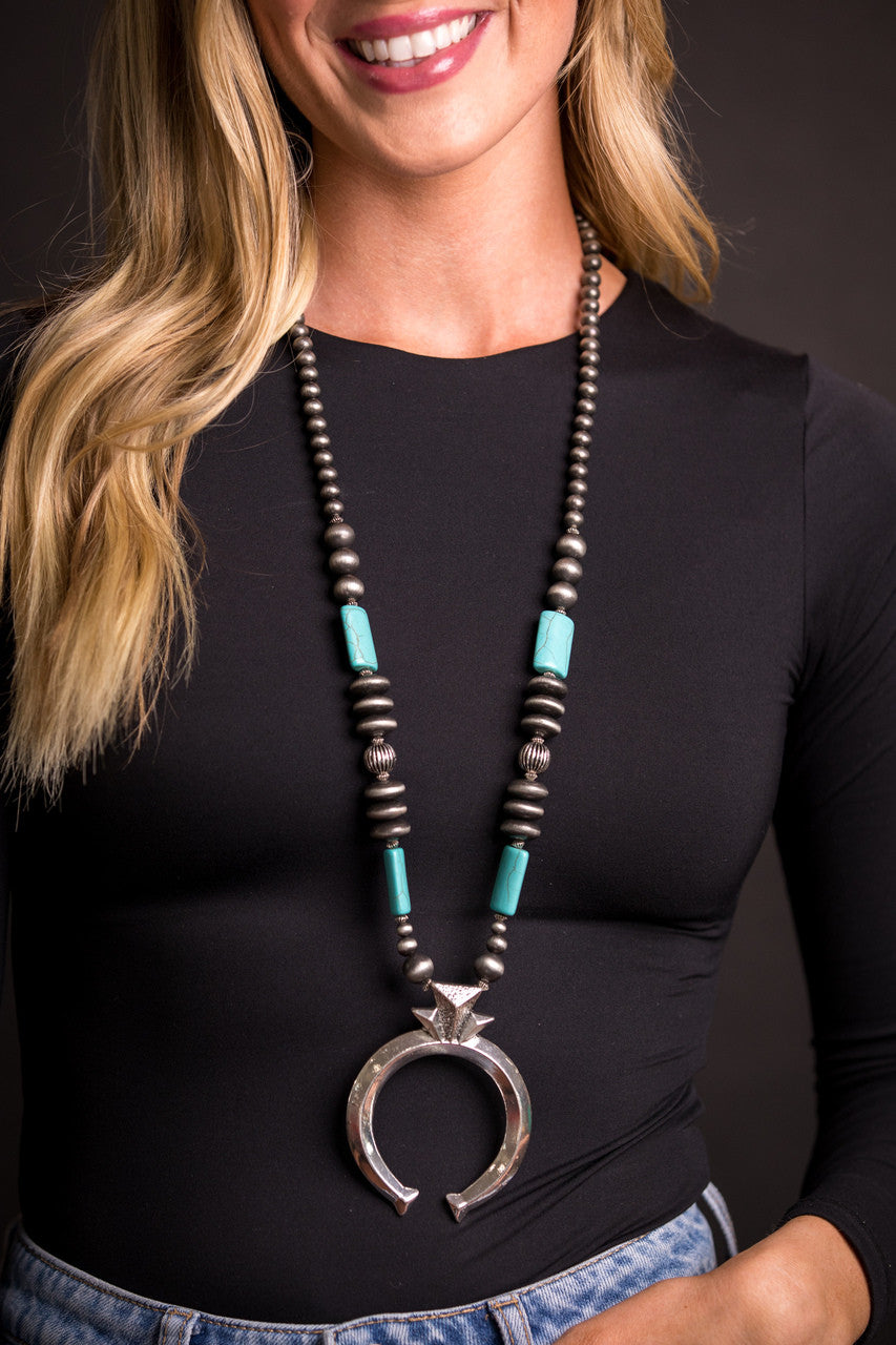 West & Co. Silver Navajo Inspired Pearl & Naja Beaded Pendant Necklace