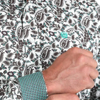 Cinch Men's L/S Classic Fit Paisley Button Down Western Shirt in White