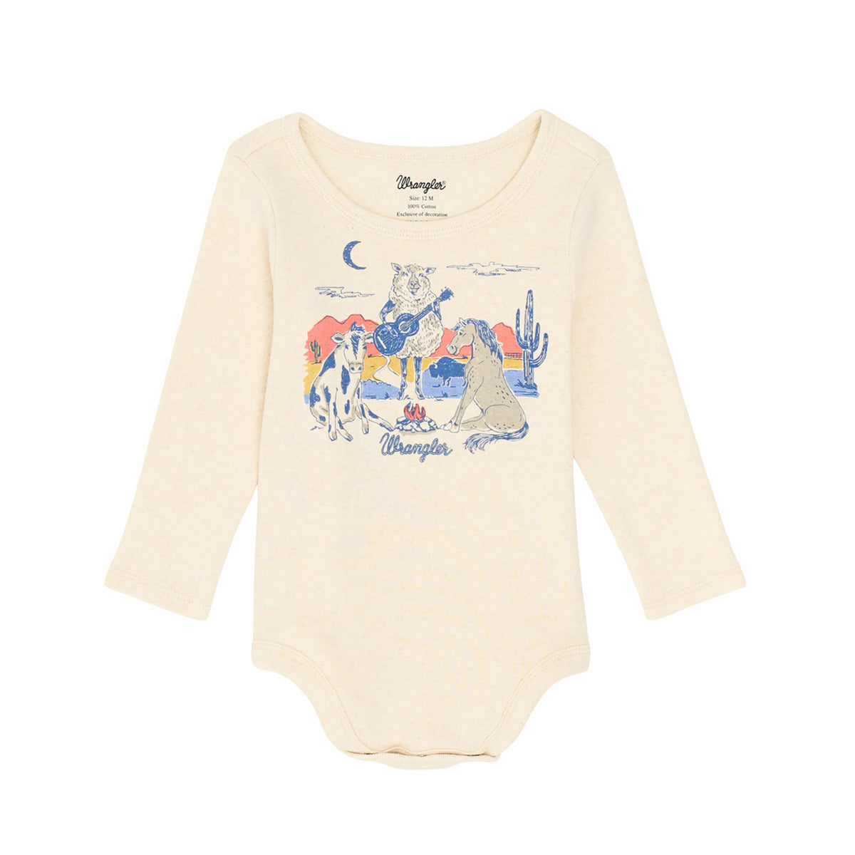 Wrangler Baby Girl's L/S Campfire Bodysuit in Oatmeal