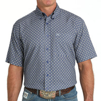 Cinch Men's S/S Arenaflex Floral Geometric Western Button Down Shirt in Royal Blue