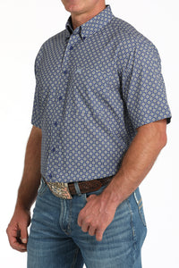 Cinch Men's S/S Arenaflex Floral Geometric Western Button Down Shirt in Royal Blue