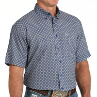 Cinch Men's S/S Arenaflex Floral Geometric Western Button Down Shirt in Royal Blue