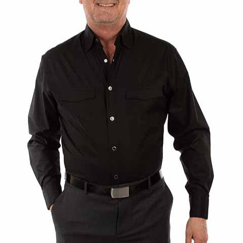 Scully - Mens Poplin Dress Shirt - Medium / Black
