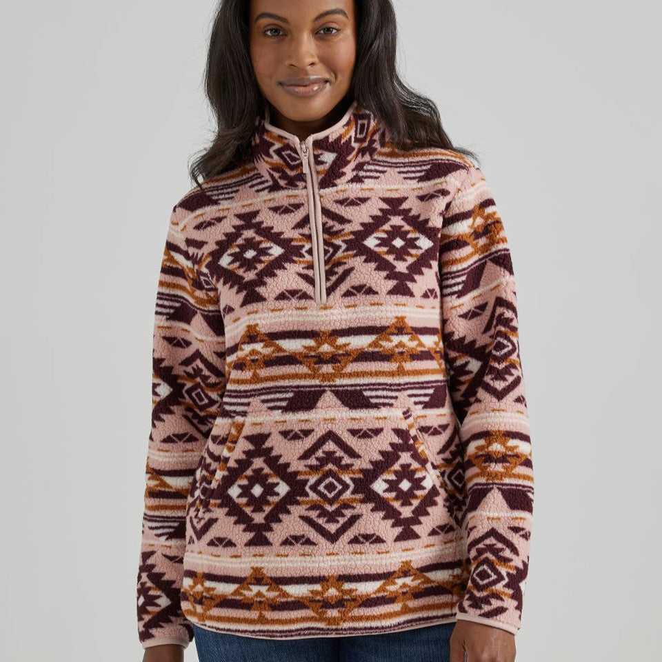 Wrangler Retro Women's Punchy Quarter Zip Sherpa Pullover in