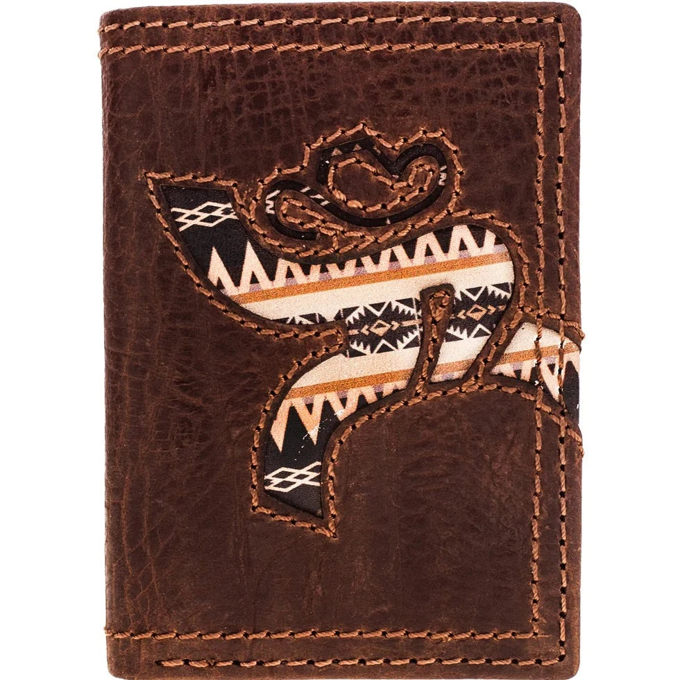 Hooey "Strap" Roughy Aztec Inlay Leather Trifold Wallet