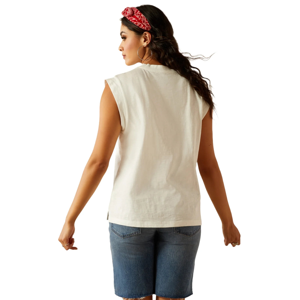 Ariat Women's Repaired Solid Sleeveless Pocket T-Shirt in Cloud Dancer