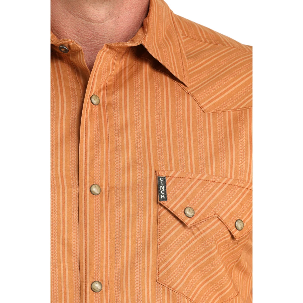 Cinch Men's L/S Modern Fit Stripe Western Snap Shirt in Brown