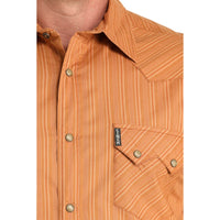 Cinch Men's L/S Modern Fit Stripe Western Snap Shirt in Brown