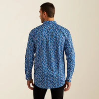 Ariat Men's L/S Wrinkle Free Brighton Fitted Floral Western Button Down Shirt in Blue
