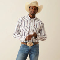 Ariat Men's L/S Pro Series Warrick Classic Fit Western Snap Shirt in White
