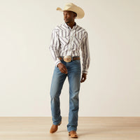 Ariat Men's L/S Pro Series Warrick Classic Fit Western Snap Shirt in White
