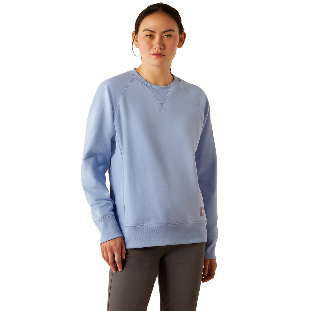 Ariat Women's Rebar Workman Washed Fleece Sweatshirt in Lavender Lustre (Available in Plus Sizes)
