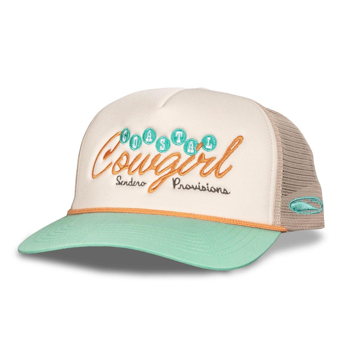 Sendero Provisions Co. "Coastal Cowgirl" Snapback Hat in Cream/Teal