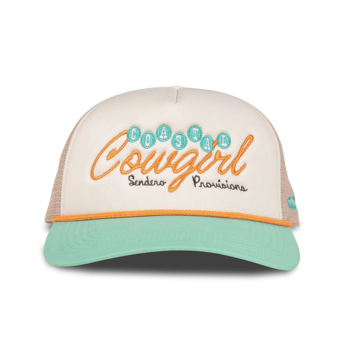Sendero Provisions Co. "Coastal Cowgirl" Snapback Hat in Cream/Teal
