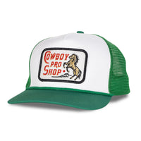 Sendero Provisions Co. "Cowboy Pro Shop" Snapback Hat in White/Green
