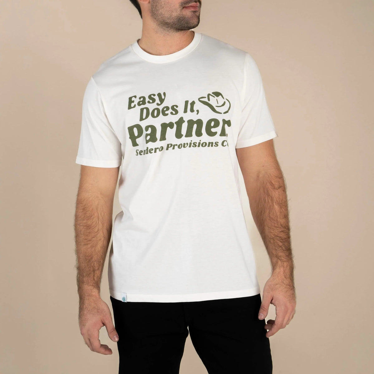 Sendero Provisions Co. Men's "Easy Does It" Wordy Graphic Tee In Vintage White