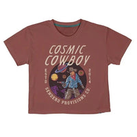 Sendero Provisions Co. Women's Cosmic Cowboy Graphic Cropped T-Shirt in Dusty Mauve