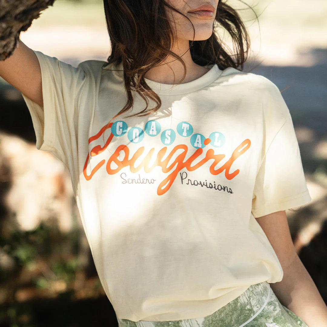 Sendero Provisions Co. Women's Coastal Cowgirl Cropped T-Shirt in Cream