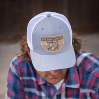 STS Ranchwear Basketweave Patch Hat in Grey and White