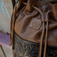 STS Ranchwear Boho Cowgirl Brown Leather Bucket Bag