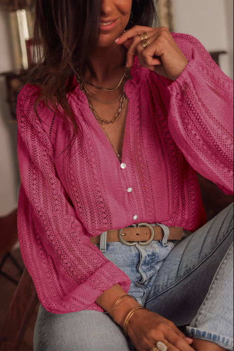 Women’s Lace Long Sleeve Blouse (3 Colors Available)