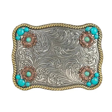 Blazing Roxx Floral Scroll with Turquoise Stone Buckle