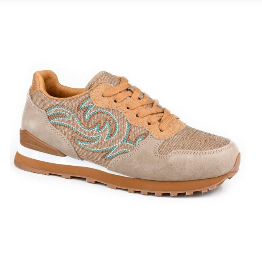 Roper Giddyup Longhorn Jogger  (Black) - Women's Lace Up Suede Leather Sneaker