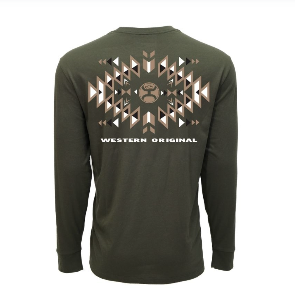 Hooey Men's El Dorado Long Sleeve Tee in Surplus Green