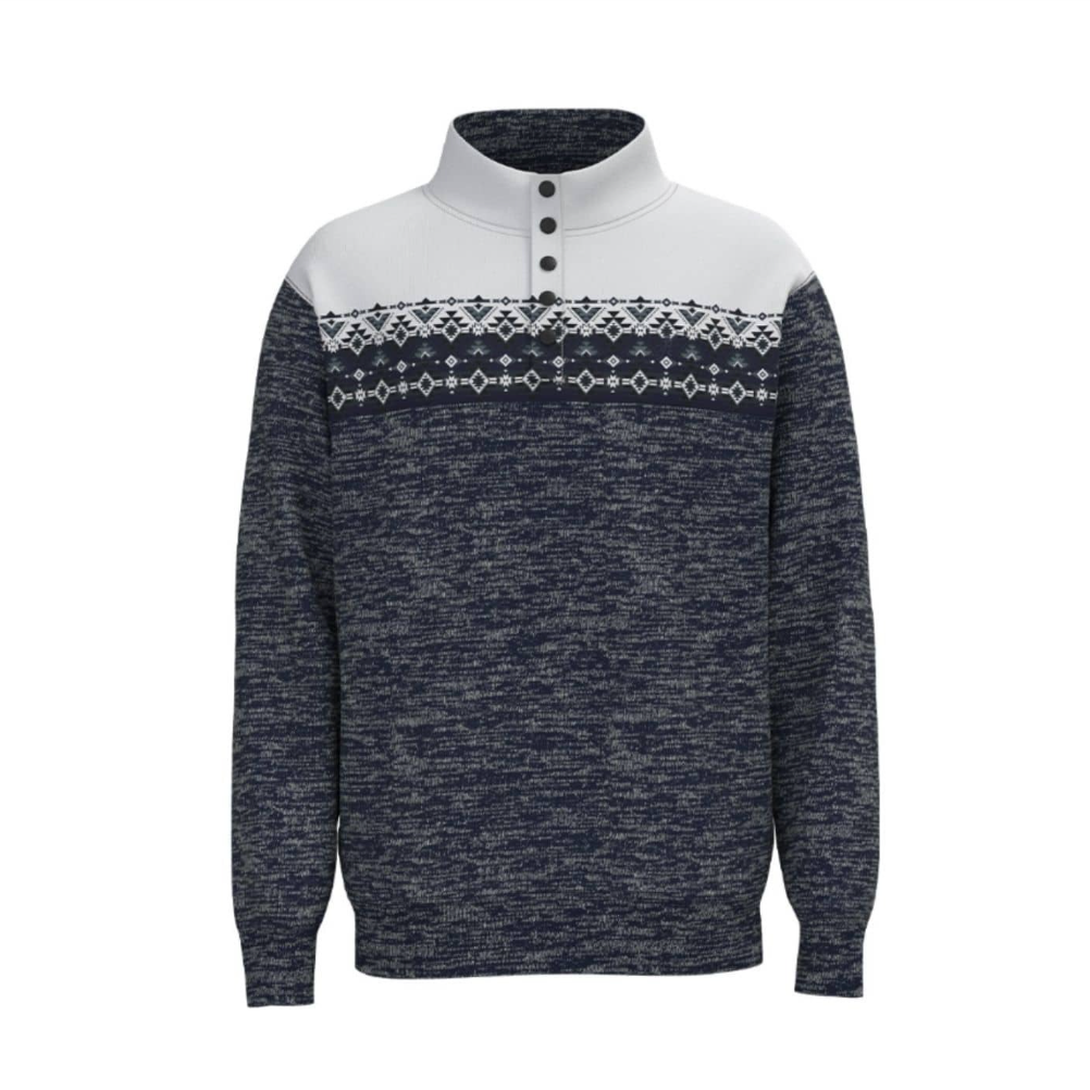 Hooey Men's Stevie Maritime Aztec Pattern Pullover in Blue