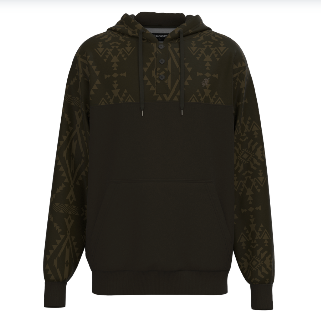 Hooey Men's "Jimmy" Aztec Pattern Hoodie in Black
