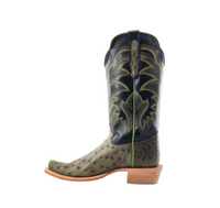 R. Watson Men's Forrest Green Full Quill Ostrich Narrow Square Toe Boots