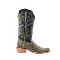 R. Watson Men's Forrest Green Full Quill Ostrich Narrow Square Toe Boots