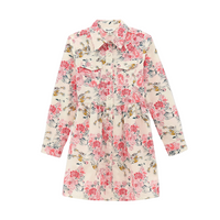 Wrangler Girl's L/S Printed Western Snap Dress in Floral White