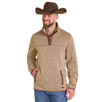 Powder River Outfitters Men's Melange Henley Pullover in Tan