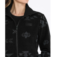 Cinch Women's Aztec Print Fleece Zip Up Jacket in Black