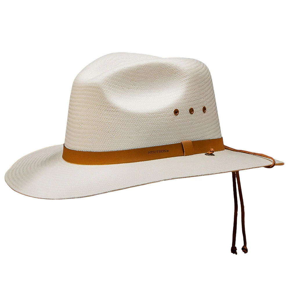 Stetson Los Alamos Straw Flat Brim Hat in Natural