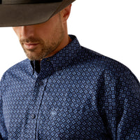 Ariat Men's L/S Talon Classic Fit Western Button Down Shirt in Dark Blue Geometric Floral (Available in Tall Sizes)