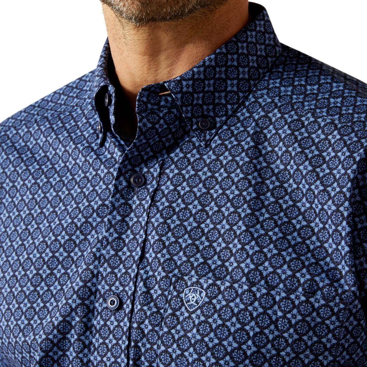 Ariat Men's L/S Talon Classic Fit Western Button Down Shirt in Dark Blue Geometric Floral (Available in Tall Sizes)