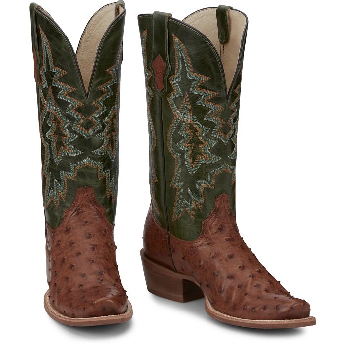 Tony Lama Men's Rylen Full Quill Ostrich Boot in Brandy