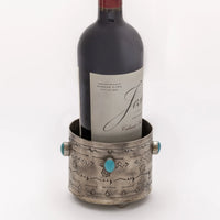 Stamped Wine Coaster with Turquoise Stone by J. Alexander Rustic Silver