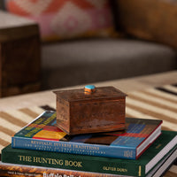 Medium Stamped Copper Box With Turquoise Stone by J. Alexander Rustic Silver