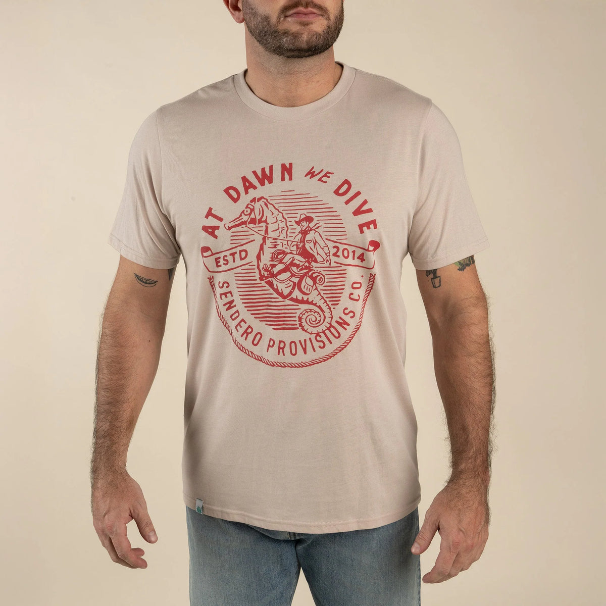 Sendero Provisions Co. Men's "We Dive" Graphic T-Shirt in Sand