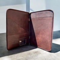 Tooled Leather Cowhide Portfolio in Brown