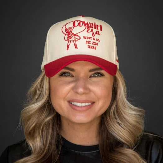 Stylish Cream and Red Women\'s Hat Simply Southern Bow Flag Trucker Hat for Women in Cream/Red  main image 4