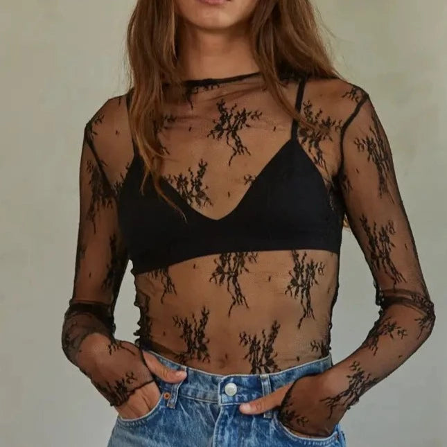 Bralette under top mesh top