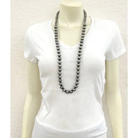 34" Large Silver Navajo Inspired Bead Necklace