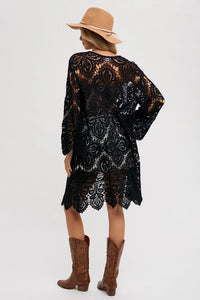 Women's Crochet Open Front Long Cardigan (Available in 2 Colors)