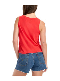 Women's Stars of Summer Sequin Cropped Tank Top in Red (Available in Plus Sizes)
