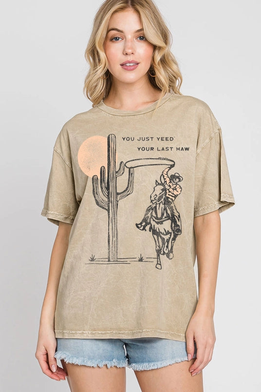 Women's "You Just Yeed Your Last Haw" Graphic Tee in Taupe