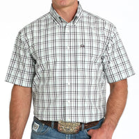 Cinch Men's S/S Arenaflex Plaid Western Button Down Shirt in White